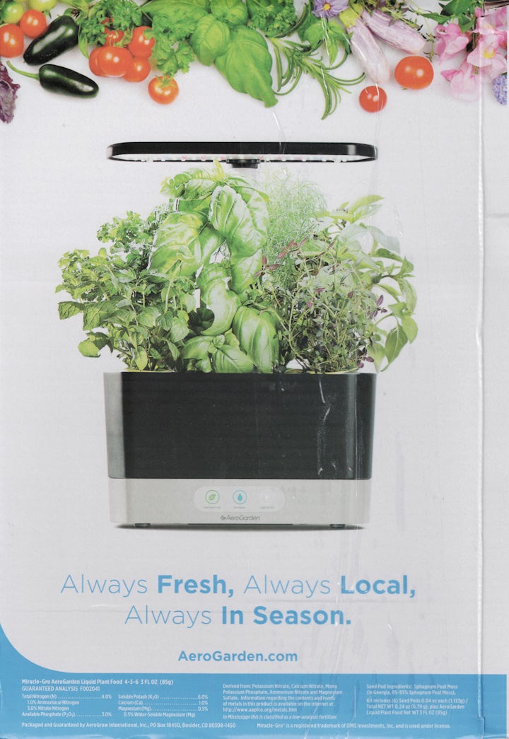 Side Two view of the AeroGarden Harvest box